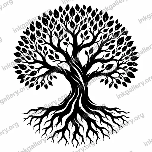 Blackwork tattoo of tree