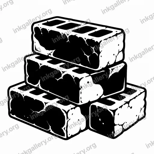 Blackwork tattoo of bricks