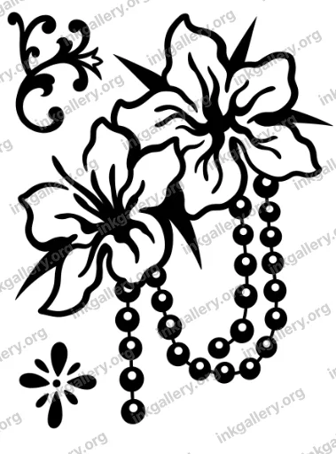 Blackwork style tattoo design of Blackwork tattoo design, black-ink stencil on white background