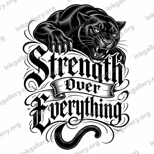 Lettering tattoo of Panther on arm