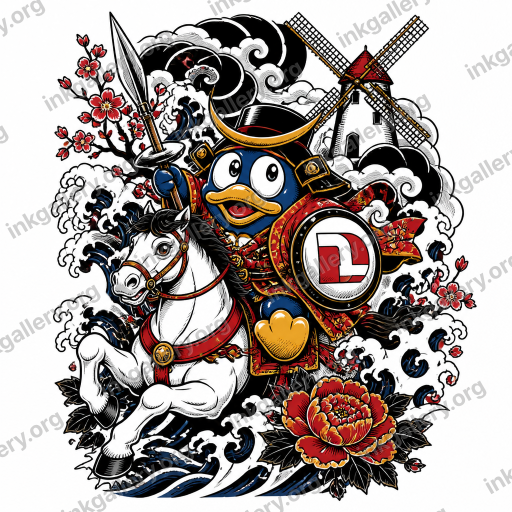 Japanese tattoo of Don Quijote Japanese mascot