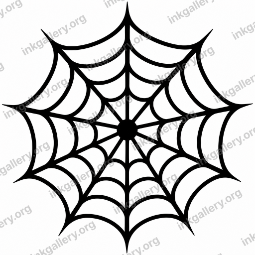 Blackwork style tattoo design of Blackwork tattoo style: solid black ink only, high-contrast graphic silhouettes, bold negative space, dense pattern fills, no color, no gradients, strong shapes that read from a distance. Subject: BOLD LINES SPIDER WEB DESIGN, black-ink stencil on white background