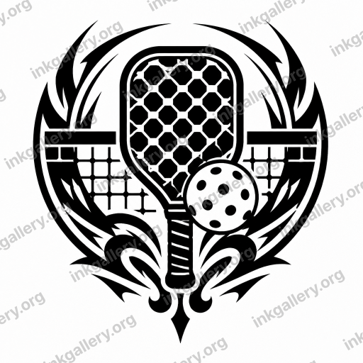 Blackwork tattoo of Pickleball