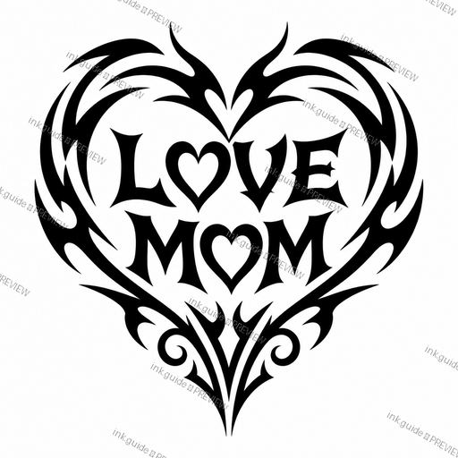 Tribal style tattoo — Tribal style. Text saying “LOVE MOM”