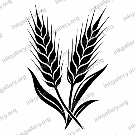 Blackwork tattoo of Heavy bold lines 2 pieces of wheat