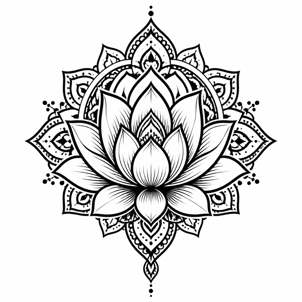 Ornamental with tattoo — a lotus flower with mandala patterns