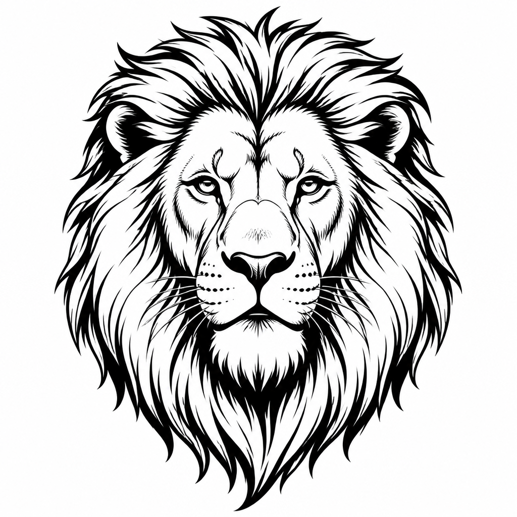 Realism head tattoo — a majestic lion head with a flowing mane